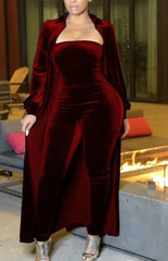 Two-piece Velvet Cardigan & Tube