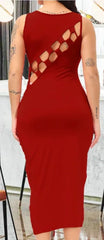 Women Sexy Drawstring Midi Party Dress
