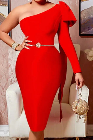 Red Long Sleeve Bow Strap