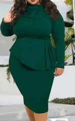 Peplum Patchwork Bodycon Midi Dresses For Women