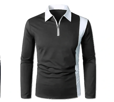 Long Sleeve Polo Shirt with Zipper