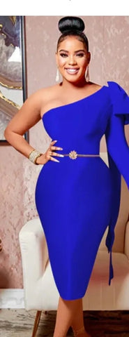 Bow Straps Zipper Midi Cocktail Dress