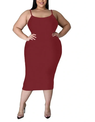 PLUS SIZE MINI DRESS - Spagetti Midi Dress