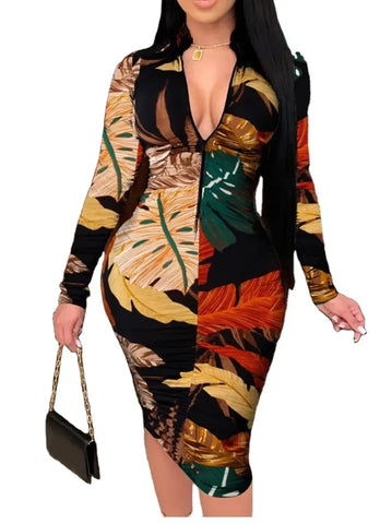 Sexy Midi Dress with Zipper