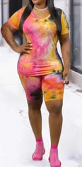 Women Tie Dye 2 Piece Shorts Set