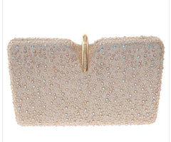 Gold Satin Rhinestone Clutch
