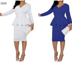 White and Royal Blue Midi Dress