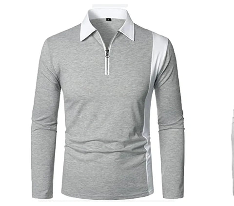 Long Sleeve Polo Shirt with Zipper