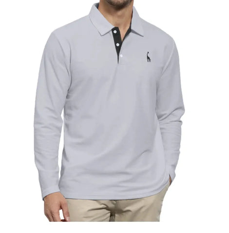 Long Sleeve Polo Dress Shirt For Men